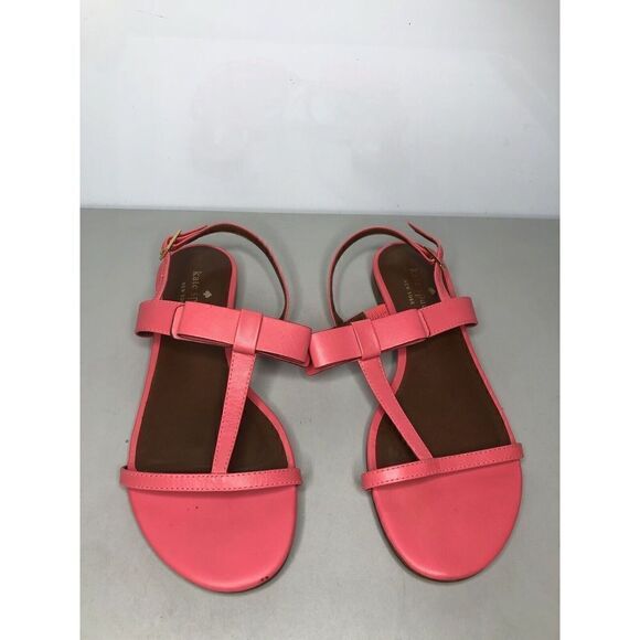 Kate Spade Hot Pink Leather Bow Open Toe Strap Sandals Women Sz 6.5MUS/37EU - Picture 7 of 16
